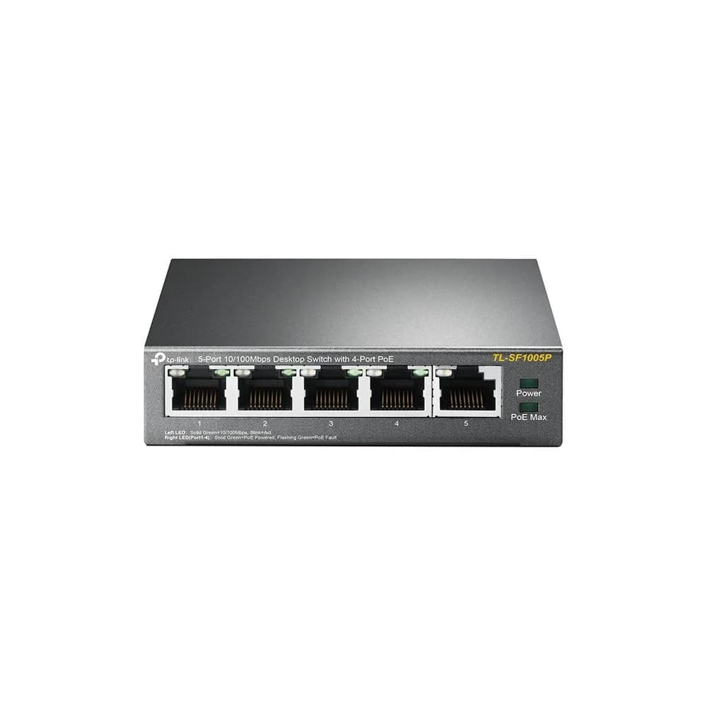 SWITCH PoE TP-LINK 5 porturi 10/100Mbps (4 PoE), IEEE 802.3af, carcasa metalica "TL-SF1005P"