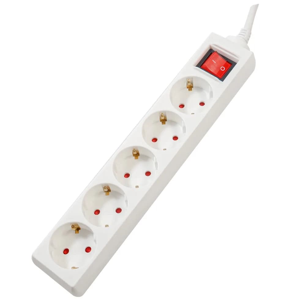 PRELUNGITOR SPACER, Schuko x 5, conectare prin Schuko (T), cablu 3 m, 16 A, max. 3500W, protectie supratensiune, protectie copii, alb, "PP-5-30"
