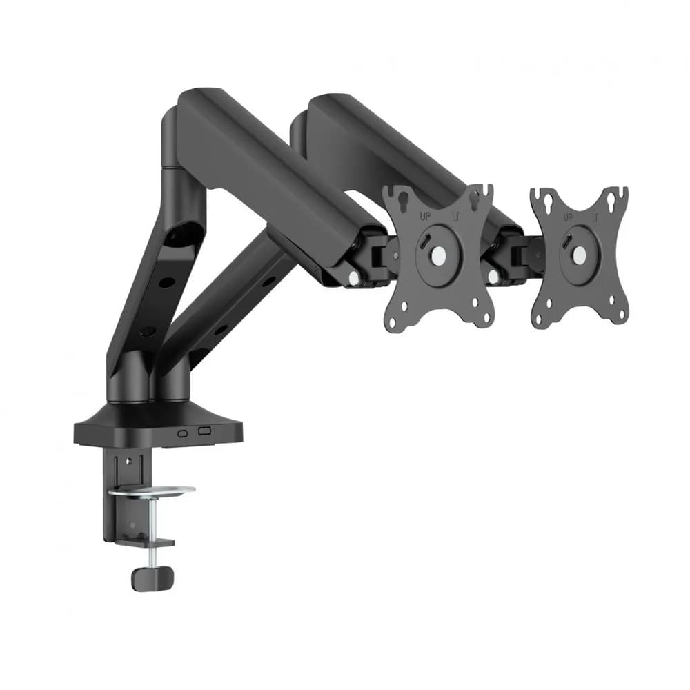Brat monitor Serioux, tehnologie arc cu gaz, compatibilitate ecran 17"-35", greutate maxima suportata(per ecran) 2~12kg. VESA/;75x75,100x100 Tilt Range +90°~-90° Swivel Range +90°~-90°