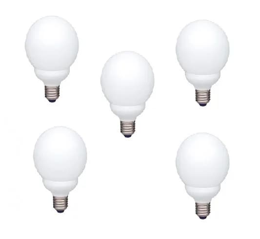SET 5 becuri fluorescent Panasonic, soclu E27, putere 18W, forma sferic, lumina alb calda, alimentare 220 - 240 V, "EFG18E27HD-5"