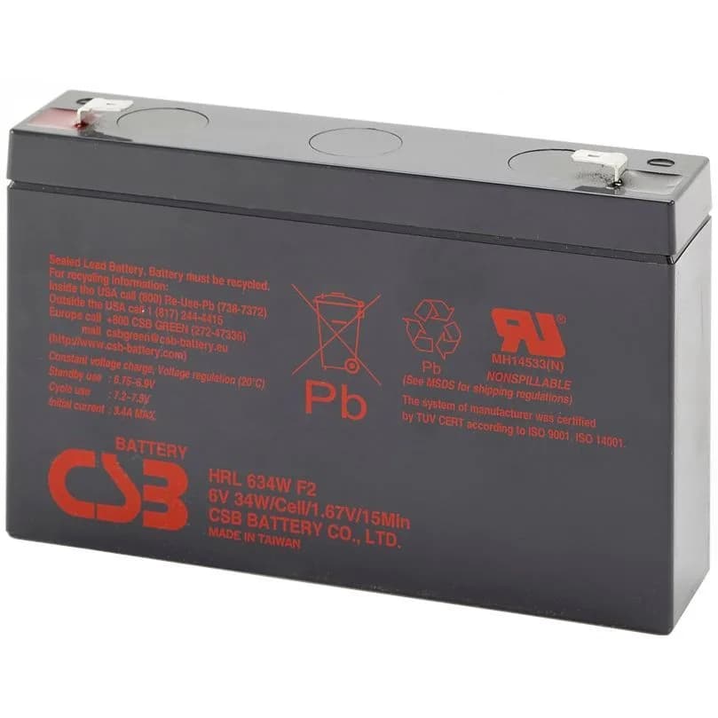 Acumulator CSB HRL634W LongLife, 6V/9Ah, 1.32kg, "HRL634WF2"