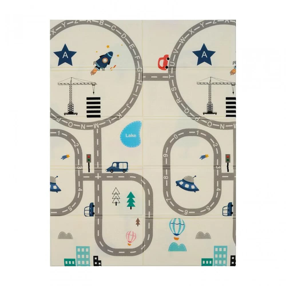 Covor de joaca pentru copii U-Grow, din spuma, pliabil, 2 fete, impermeabil, izolant, 120 x 180 x 1 cm, circuit