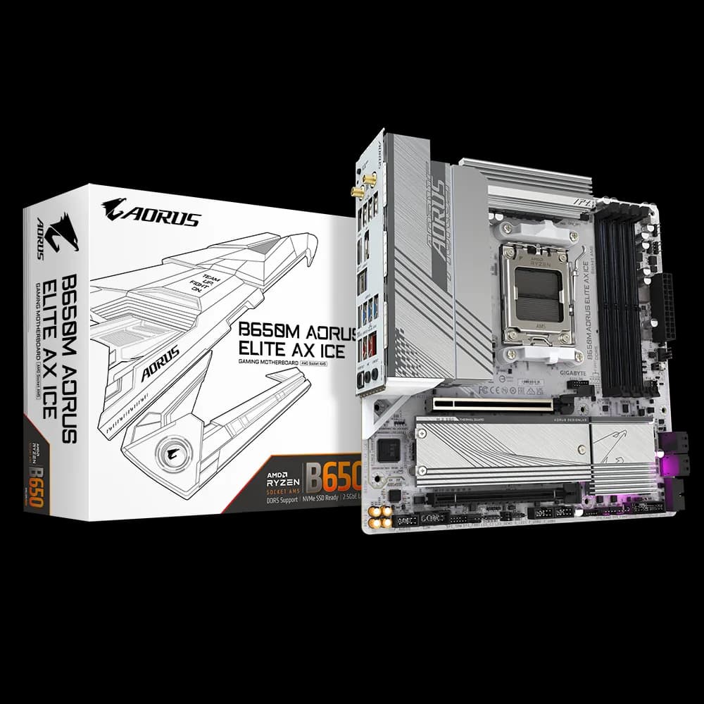 Placa de baza Gigabyte B650M AORUS ELITE AX ICE, Socket AM5, DDR5, Micro-ATX