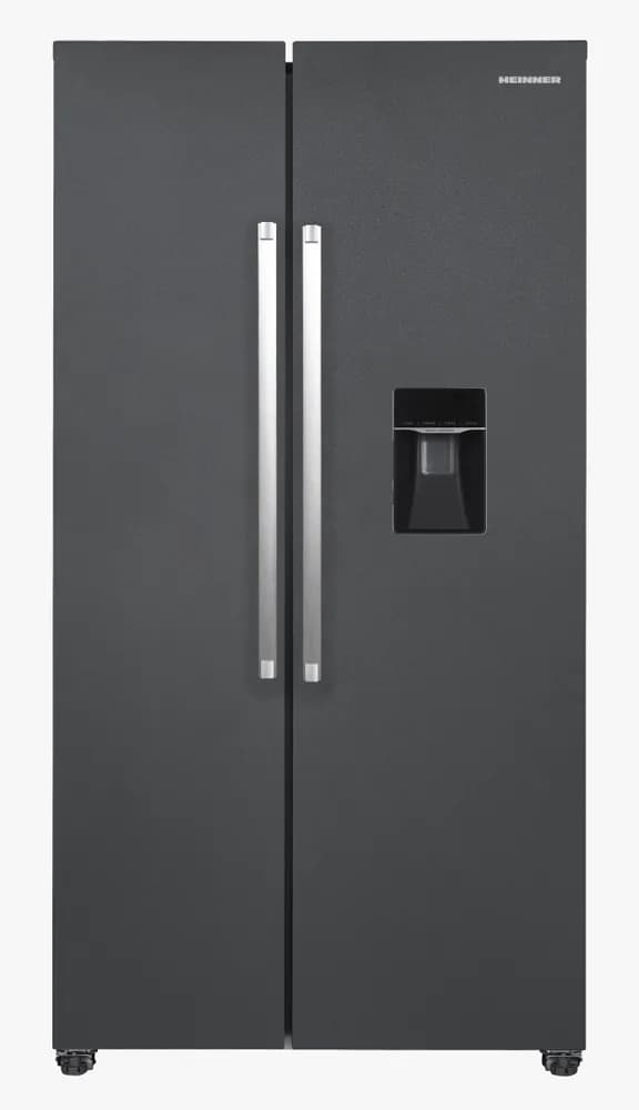 Side by Side HEINNER HSBS-HM439NFINVDGWDE++, No Frost, 439 L, Clasa E, Dozator apa, Gri antracit texturat