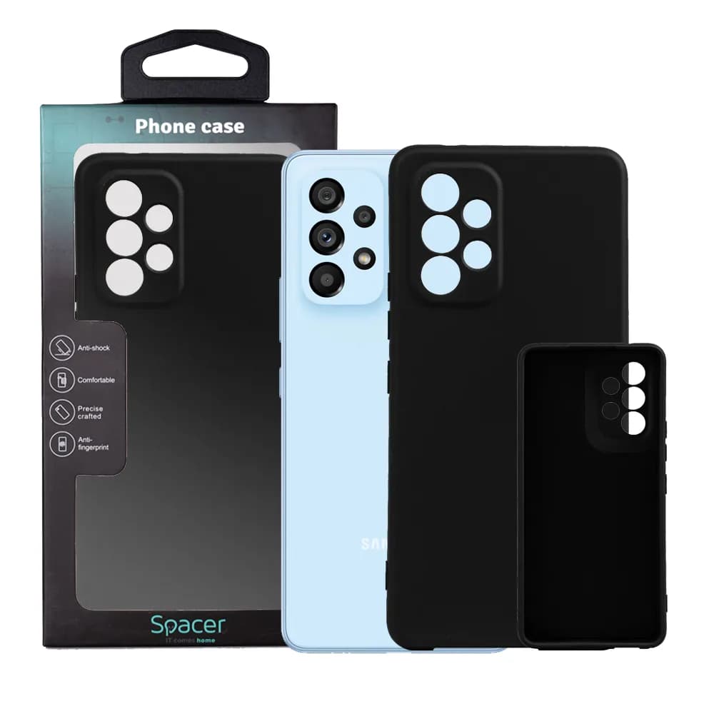 Husa Samsung Galaxy A53 Spacer, negru, grosime 2mm, material flexibil silicon + interior cu microfibra "SPPC-SM-GX-A53-SLK"