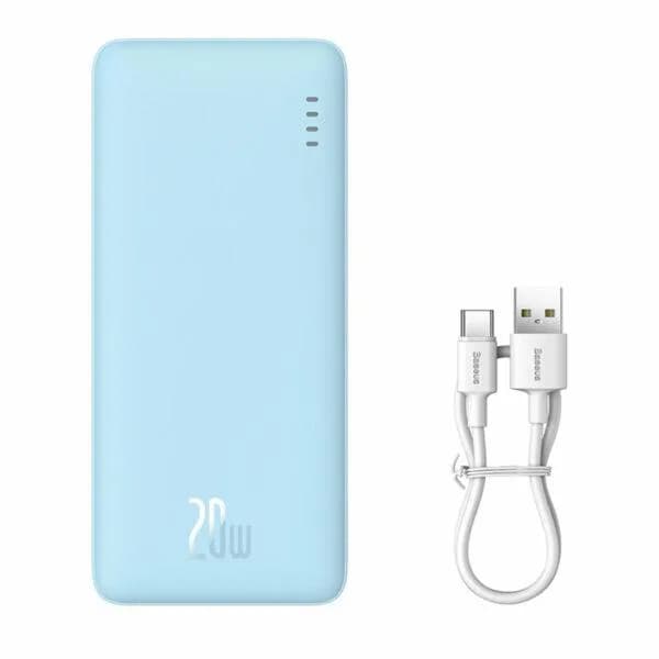 Baterie externa Baseus Airpow, 10000mAh, 20W, 1 x USB; 1 x USB Type-C,total 3A, albastru