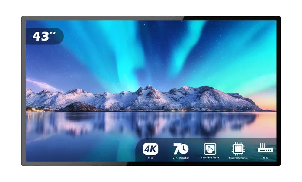 Display Touch EvoBoard UP 43″ – 3840 × 2160 4K UHD, PCAP 10 puncte, HDMI IN, slot OPS, fără OS, model TP-430B