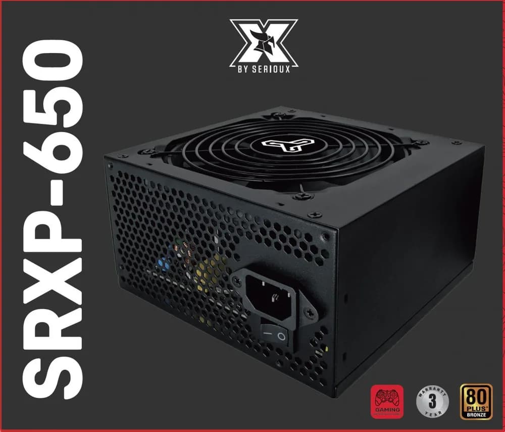 Sursa Serioux Energy 650W, 80+ BRONZE, Ventilator 12cm, ATX, material metal, cabluri: 20+4-pin, 1x4+4-pin, 2x6+2-pin, negru