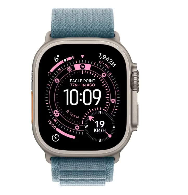 Apple Watch Ultra 3 GPS + Cellular 49mm Natural Titanium Case with Light Blue Alpine Loop - Medium