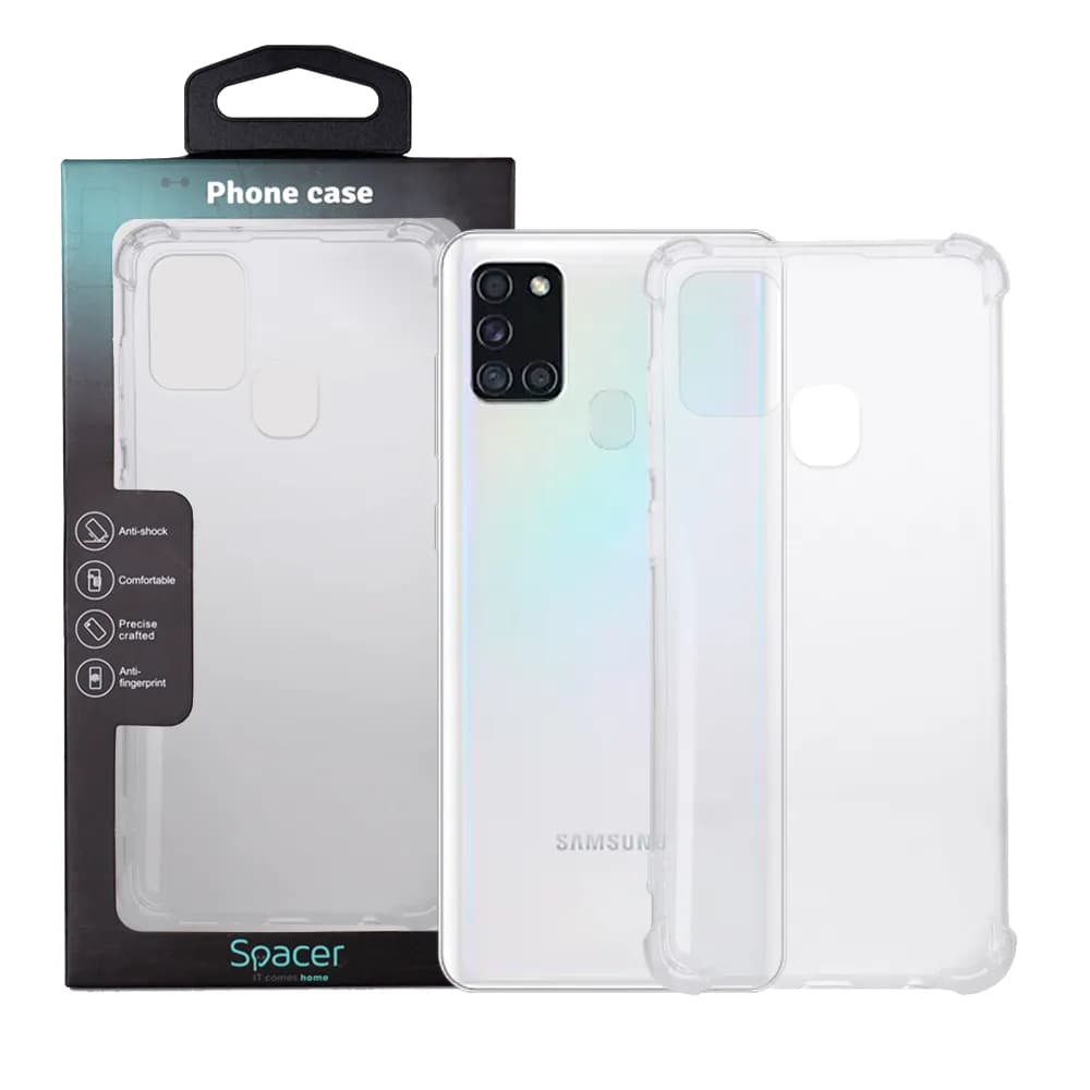 Husa Samsung Galaxy A21S Spacer, transparenta, grosime 1.5mm, protectie suplimentara antisoc la colturi, material flexibil TPU "SPPC-SM-GX-A21S-CLR"