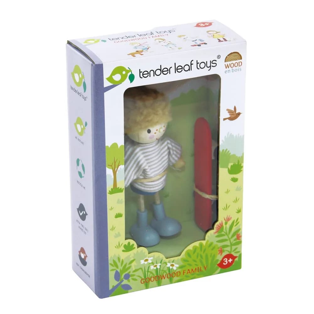 Figurine din lemn - Edward si skateboard-ul