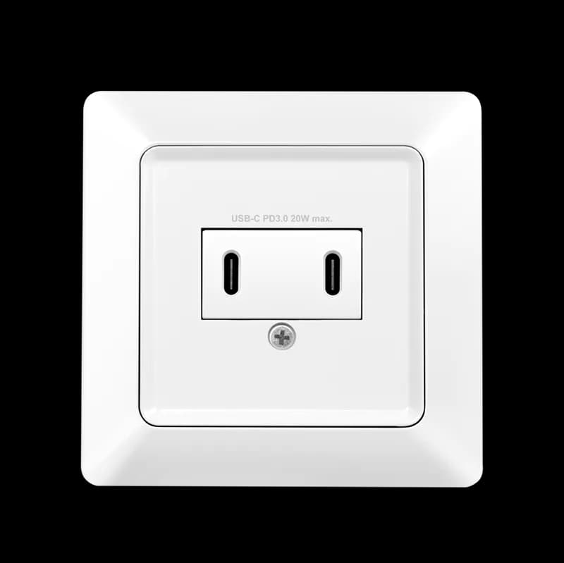 PRIZA LOGILINK, pentru perete, Schuko x 1, 2xUSB-C PD 25W, 230V AC, 50 Hz, 16A, protectie IP20, adancime 35mm, alb, "PA0332"