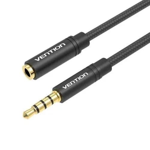 Cablu audio prelungitor Vention, Jack 3.5mm (T) la Jack 3.5mm (M), 1m, negru, "BHBBF"