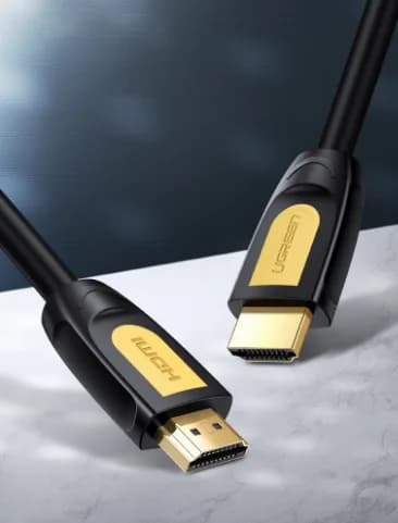 CABLU video Ugreen, "HD101" HDMI (T) la HDMI (T), rezolutie maxima 4K UHD (3840 x 2160) la 60 Hz, round cable, conectori auriti, 2m, galben + negru "10129" - 6957303811298