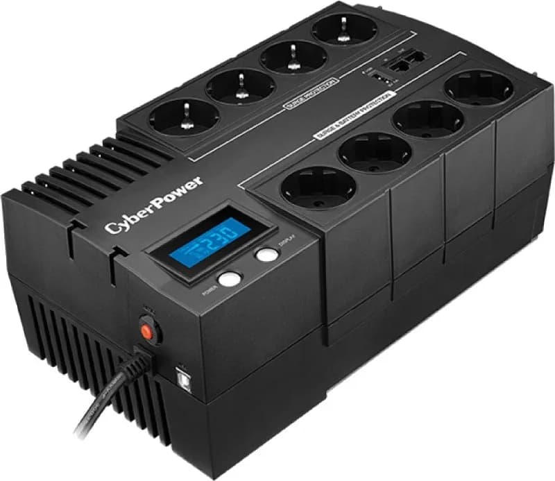 UPS CYBER POWER Line Int. cu manag,LCD,brick,1000VA/600W,AVR,8xShucko,LCD,1x12V/9Ah,Backup 42-60min,incarc.8h,USB,USB Charger Port,combo RJ45,GreenP "BR1000ELCD"
