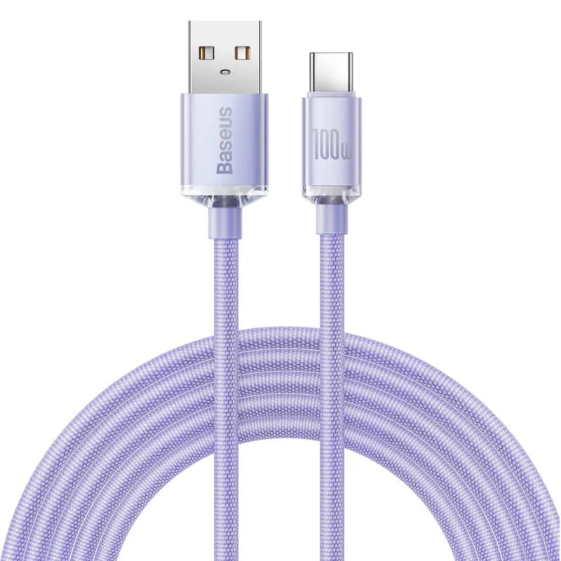 CABLU alimentare si date Baseus Crystal Shine, Fast Charging Data Cable pt. smartphone, USB la USB Type-C 100W, 1.2m, violet "CAJY000405" - 6932172602826
