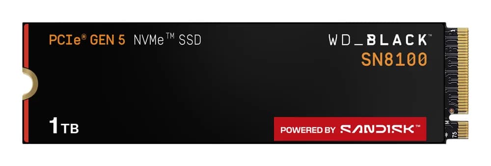 SSD WD Black SN8100 1TB M.2 2280 PCIe Gen5 x4 NVMe, Read/Write: 14900/11000 MBps, IOPS 1600K/2400K, TBW: 600 "WDS100T1X0M-00CMT0"