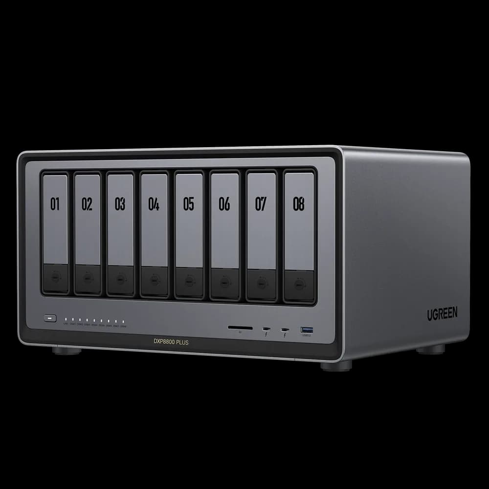 NAS Ugreen "DXP8800Plus", CPU i5 4.40 GHz, RAM DDR5 8Gb max 64Gb, SATA 24Tx6 si M.2 8Tx2, LAN 10Gbx2, 2xThunderbolt4, 2xUSB3, HDMI 2.1 8K, card reader, "35127B" - 6941876267545