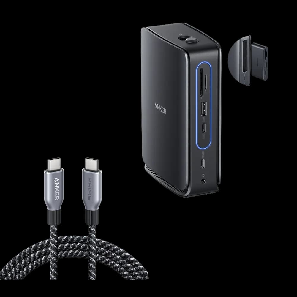 DOCKING Station Anker Nano 13-in-1, porturi: 3 x USB-C, 3 x USB-A, 2xHDMI, 1xDisplay port, RJ-45 1Gbps, SD,TF, mini HUB 6-in-1 detasabil, conectare prin USB-C, retea, gri, "A83C3311" ( - 0194644273842