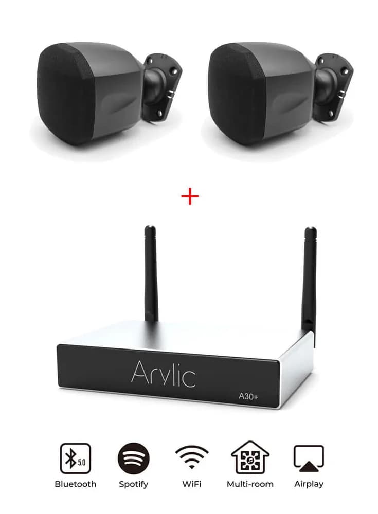 Sistem de sonorizare stereo multiroom cu amplificator Arylic A30+ si boxe DSPPA DSP118