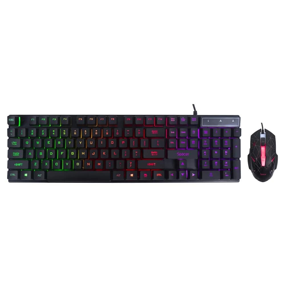 Kit Wired tastatura si mouse SPACER SP-GK-01, taste numerice, Negru
