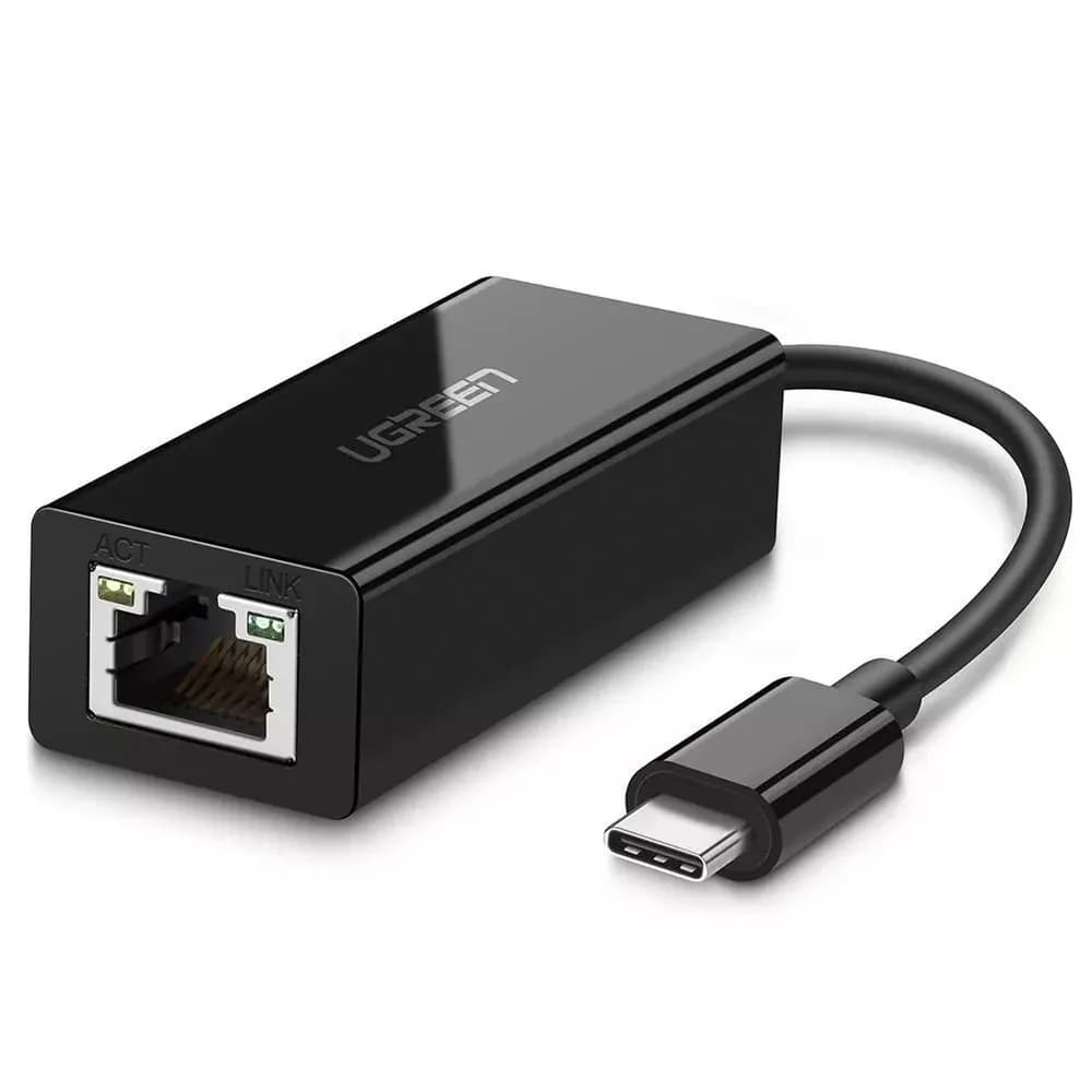 ADAPTOR RETEA Ugreen, "US236" extern, USB Type-C (T) la port 10/100/1000 Mbps RJ-45, negru "50307" - 6957303853076