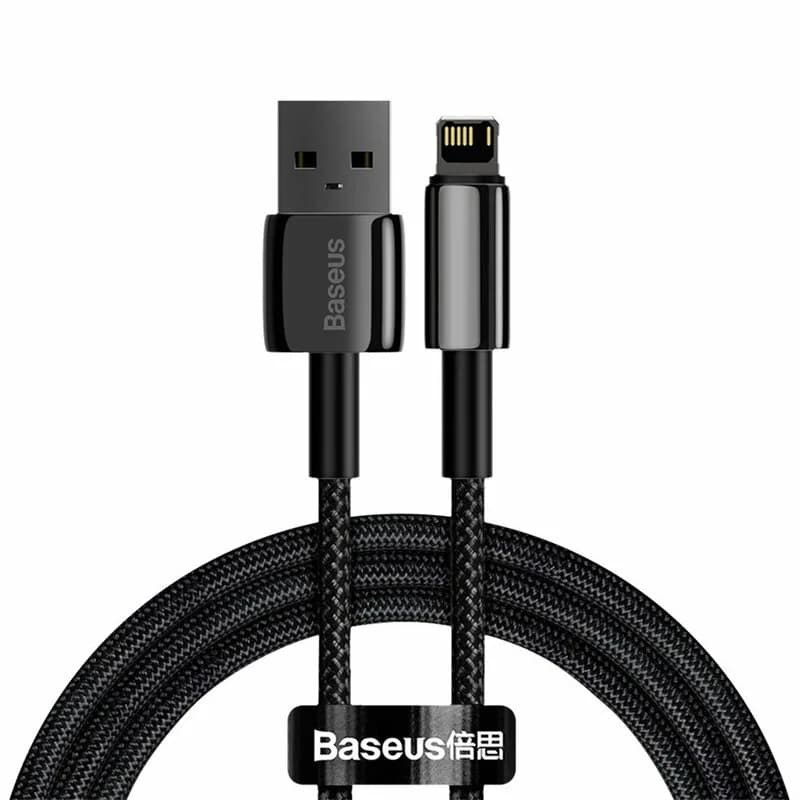 CABLU alimentare si date Baseus Tungsten Gold, Fast Charging Data Cable pt. smartphone,USB la Lightning 2.4A,braided, 1m,rezistent zgarieturi,negru "CALWJ-01"-6953156204959