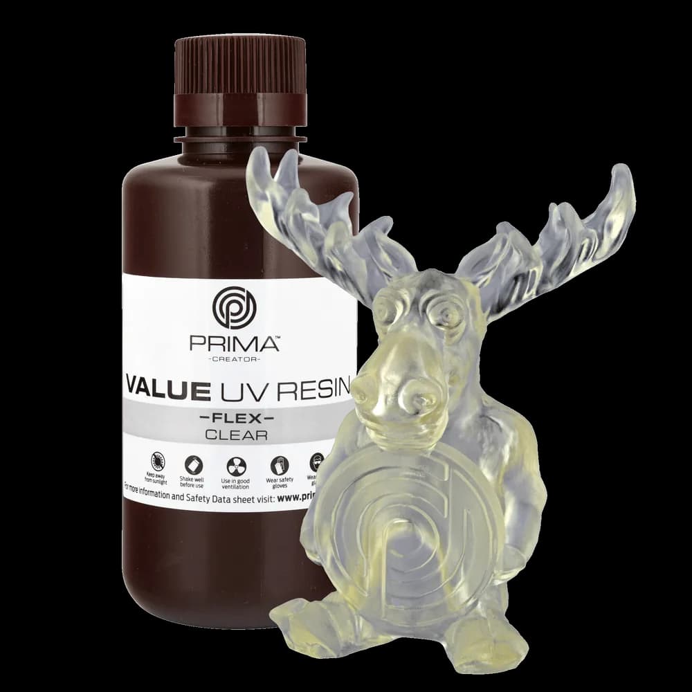 Rășină 3D PrimaCreator Value Flex UV – 500 g – Clear