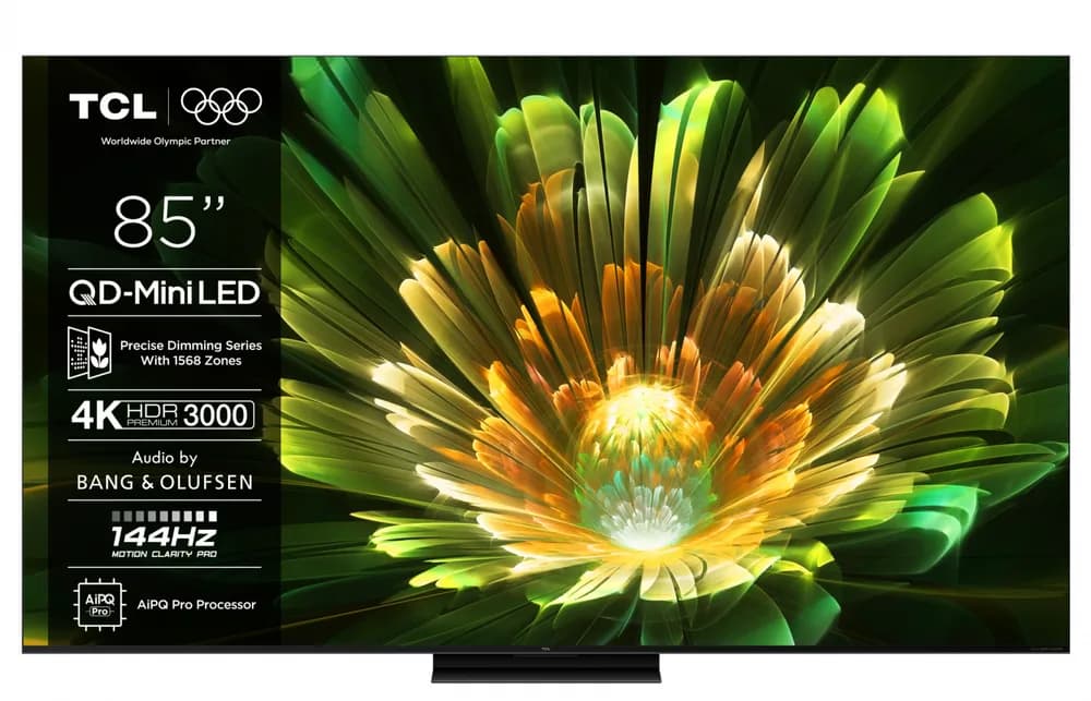 Televizor TCL QD-MiniLED 85Q7C, 215 cm, Smart Google TV, 4K Ultra HD, 144Hz, Bang & Olufsen