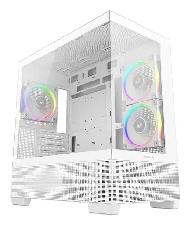 CARCASA DeepCool "CG380 Wh", middle tower, gaming, fara sursa, suporta 9xfan, 3xfan inclus, PSU shroud, USB Type-C x 2, USB 3.2 gen 1 x 2, audio+mic, 5 sloturi expansiune, alb, "R-CG380-WHAGM3-G"