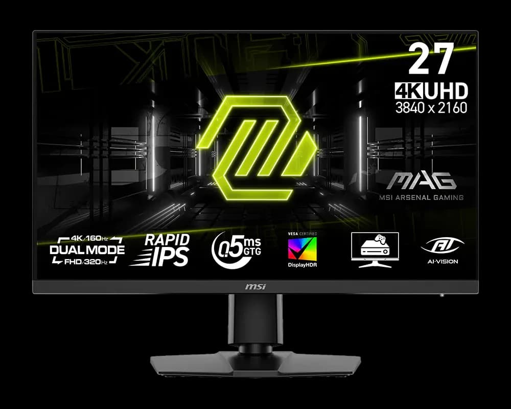Monitor MSI MAG 272URDF E16, 27", Rapid IPS, UHD, 3840x2160, HDMI, DisplayPort, Dual model 160Hz / 320Hz, AMD FreeSync Premium, Pivot, 160Hz, 0.5ms, Negru "MAG 272URDF E16"
