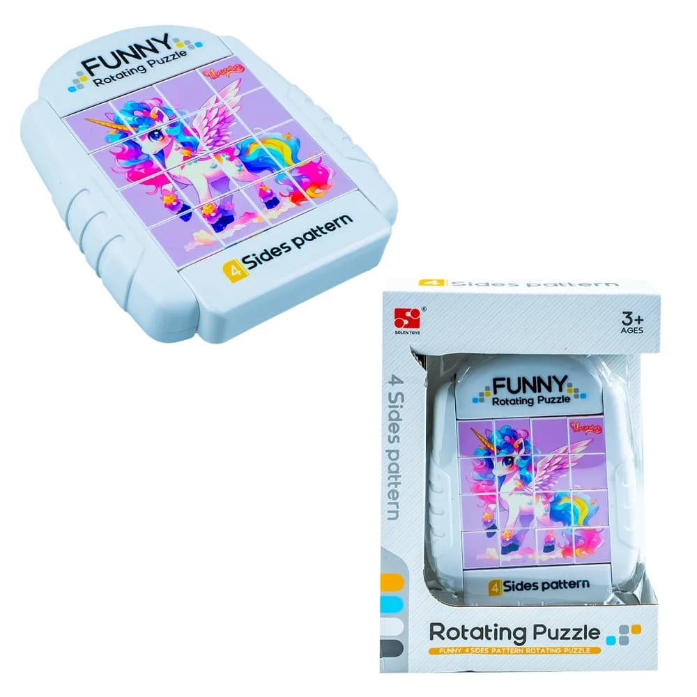 Puzzle educativ, cu 4 fete, Unicorn