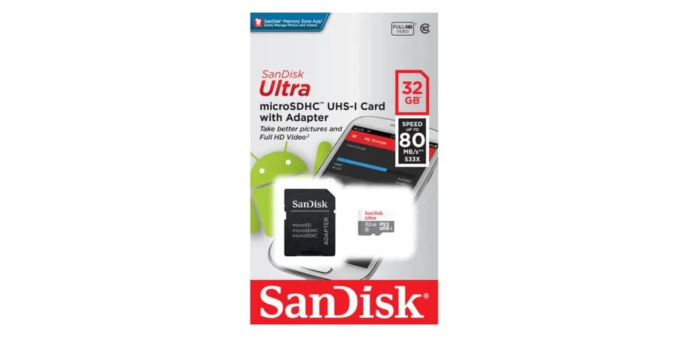 Card de Memorie MicroSDHC SanDisk, 32GB, Adaptor SD, Class 10