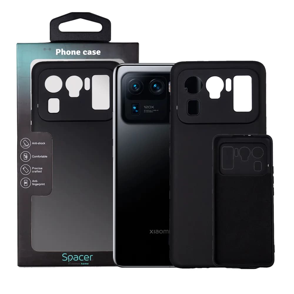 Husa Xiaomi Mi 11 Ultra 5G Spacer, negru, grosime 2mm, material flexibil silicon + interior cu microfibra "SPPC-XI-MI-11U5G-SLK"