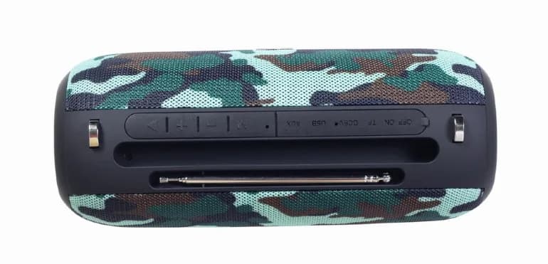 BOXE GEMBIRD portabile bluetooth, RMS: 10W (5W x 2), baterie 1200mAh, microSD, USB, FM-radio, antena, BT v5.1, 230x95x95mm, 521 grame, camo, "SPK-BT-17-CM"