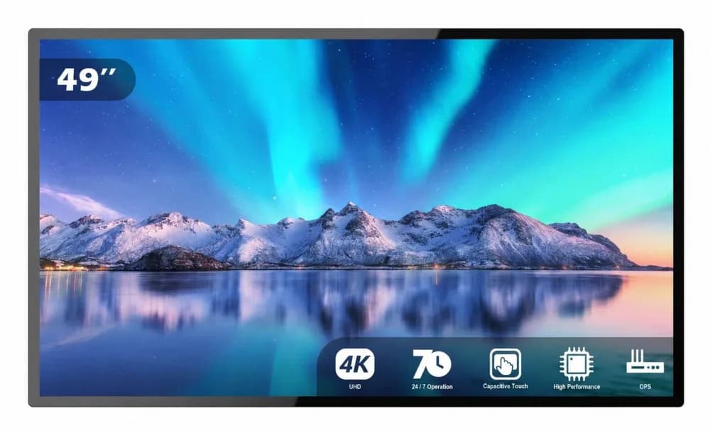 Display Touch EvoBoard UP 49″ – 3840 × 2160 4K UHD, PCAP 10 puncte, HDMI IN, slot OPS, fără OS, model TP-490B