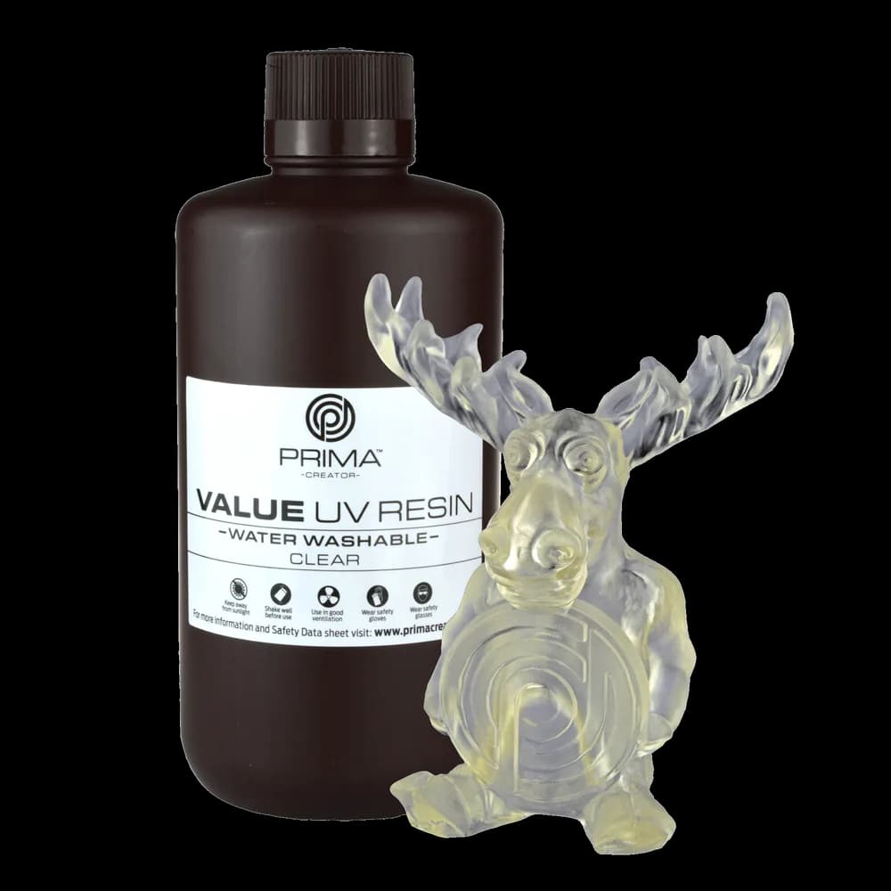 Rășină 3D PrimaCreator Value Water Washable UV – 1 kg – Clear
