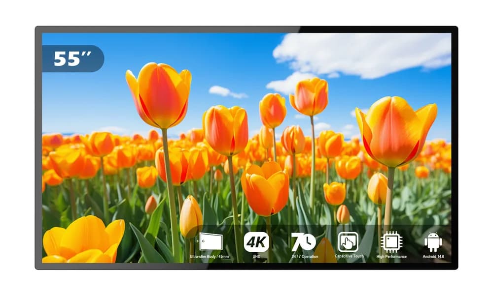 Display Touch EvoBoard Slim 55″– 3840 × 2160 4K UHD, 260 cd/m², Rock Chip RK3576, 4 GB RAM + 64 GB, PCAP 10 puncte, stic