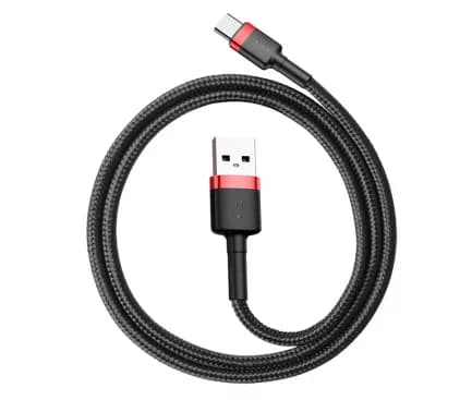 CABLU alimentare si date Baseus Cafule, Fast Charging Data Cable pt. smartphone, USB la USB Type-C 18W, 0.5m, rosu + negru "CATKLF-A91" - 6953156278172