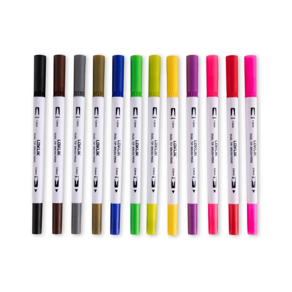 Accesoriu gravator laser LOKLiK Dual Tip Brush Pens – 12 Colors