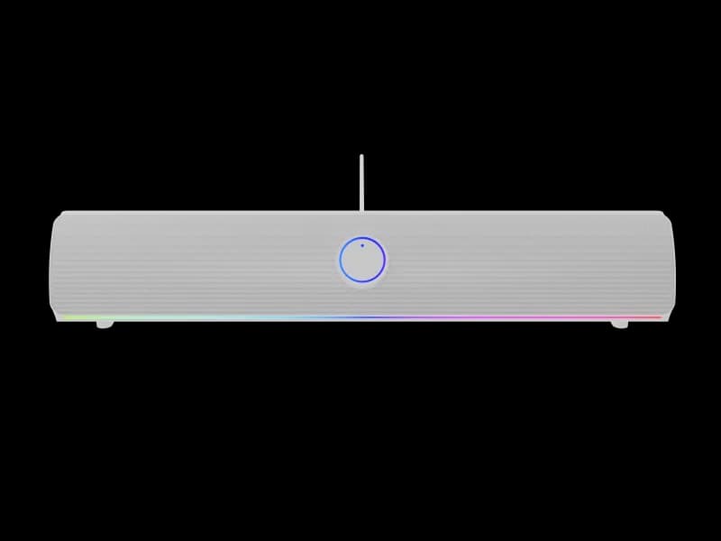 Soundbar GENESIS HELIUM 312BT 2.0, putere 10W, lungime cablu 150cm, frecventa raspuns 100 - 20000 Hz, iluminare multicolor, interfata USB-A, alb