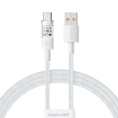 CABLU alimentare si date Baseus Gem, Fast Charging Data Cable pt. smartphone, USB la USB Type-C 100W, 1m, alb "P10373002211-00" - 6932172658731
