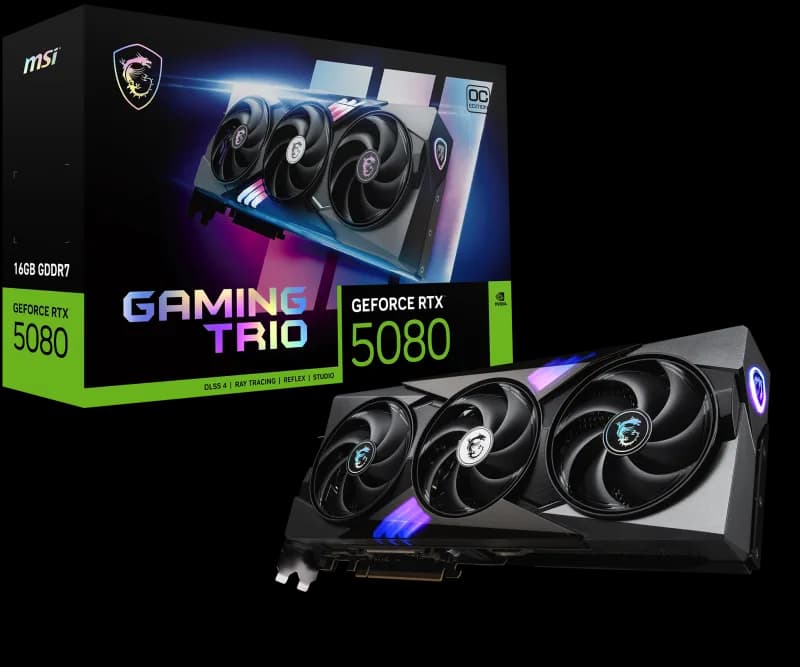 Placa video MSI GeForce RTX 5080 GAMING TRIO OC, 16GB GDDR7, PCI Express 5.0, 256bit
