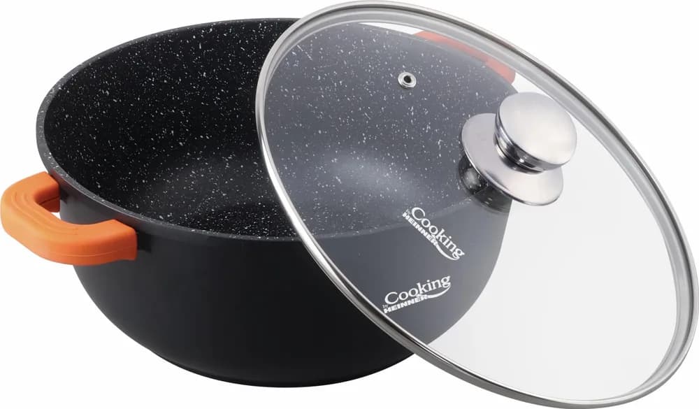 SEMIOALA ALUMINIU TURNAT +CAPAC, 28 CM X 12.5 CM, 6.5 L, DARK LINE, COOKING BY HEINNER