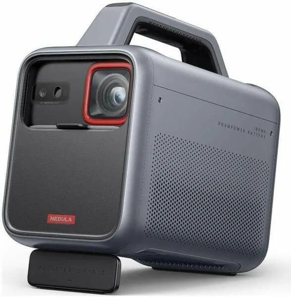 Proiector smart portabil Anker, Mars 3, DLP, 1000 ANSI, auto-focus, Android 11, difuzor 40W, 1920x1080, ecran max 200 inch, IPX3, Wi-Fi, BTH, HDMI, USB-C, USB-A, AUX, gri, "D2333211" - 0194644135683