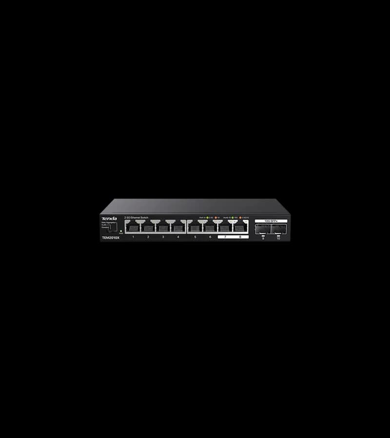 SWITCH Tenda fara management, 8 porturi Ethernet 2.5 Gbps si 2 sloturi SFP+ 10 Gbps, carcasa metalica, rackabil "TEM2010X"