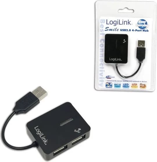 HUB extern LOGILINK, porturi USB: USB 2.0 x 4, conectare prin USB 2.0, cablu 0.05 m, negru, "UA0139"