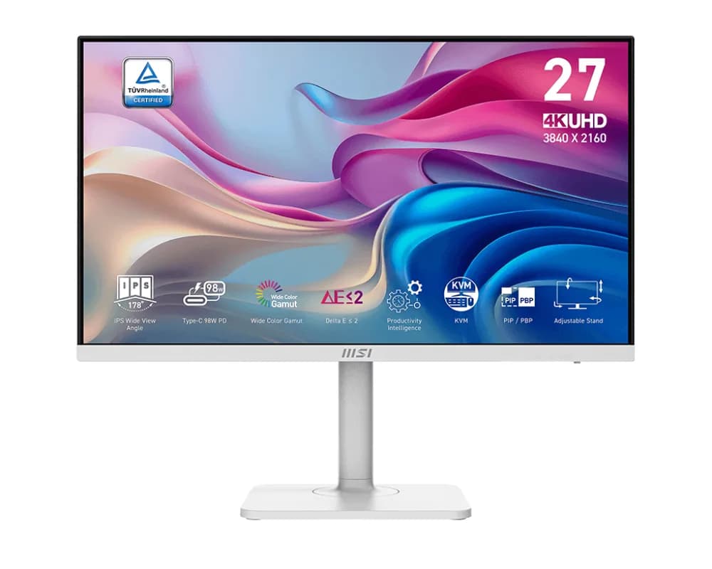 Monitor IPS LED MSI 27" Modern MD272UPHW, UHD (3840 x 2160), HDMI, DisplayPort, Boxe, Pivot (Alb) "Modern MD272UPHW"