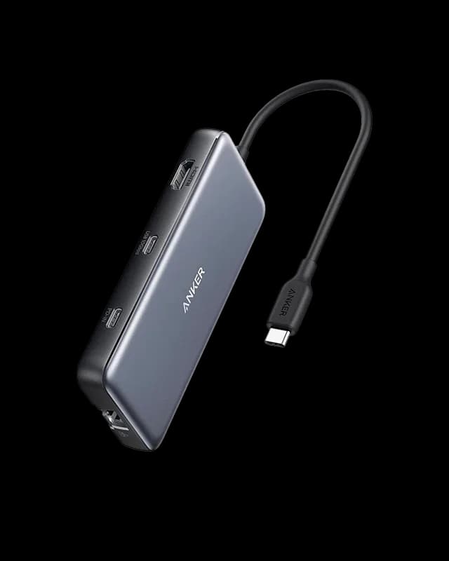 Hub USB Anker 555, USB-C, 8 porturi, HDMI, RJ-45, Gri