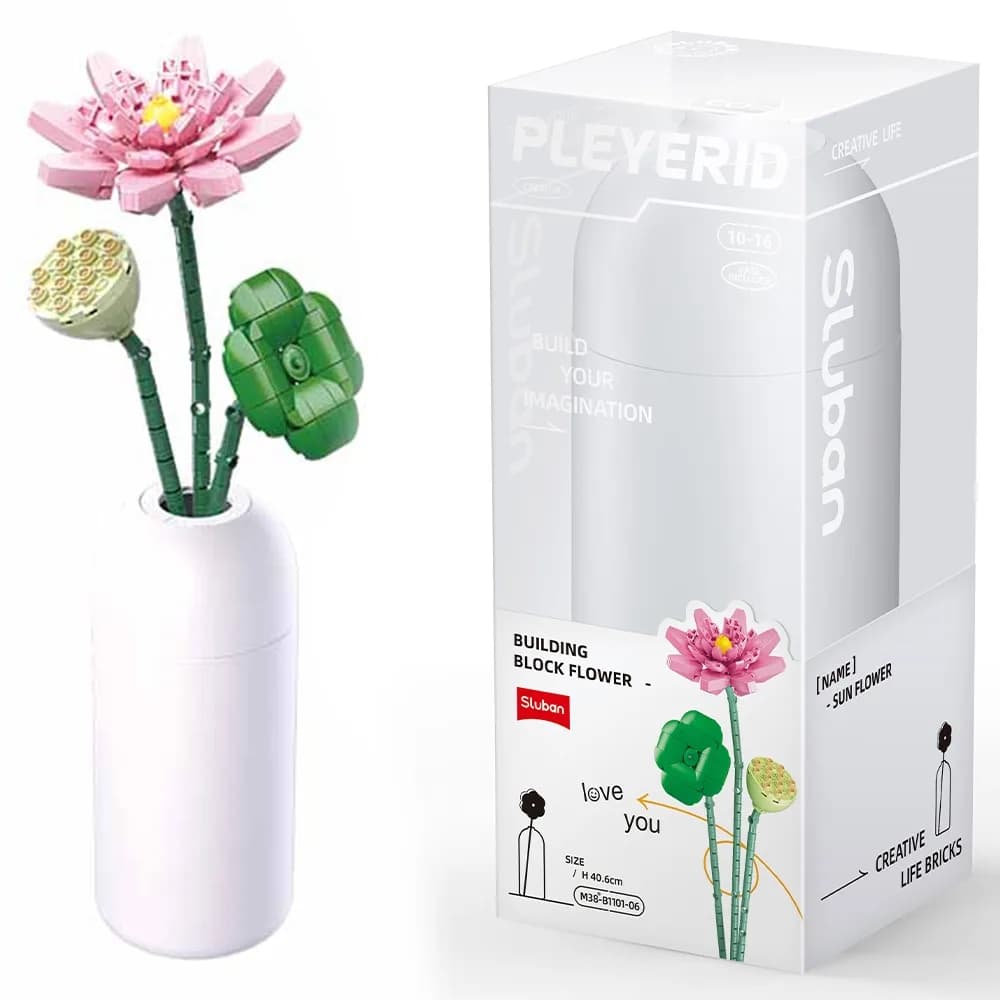 Set de Constructie Flowers, 258 piese, Lotus - Sluban